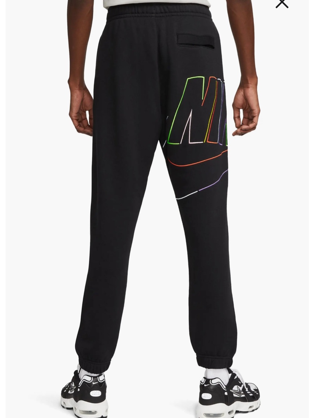 Nike Club Fleece Black Sweatpants with Multicolor Embroidered Graphic size S - Picture 2 of 12